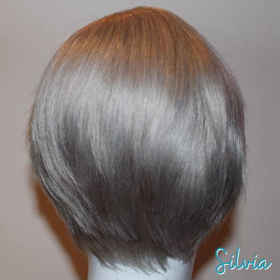 Silvia - 9", Straight, Human Hair Wig - Silver