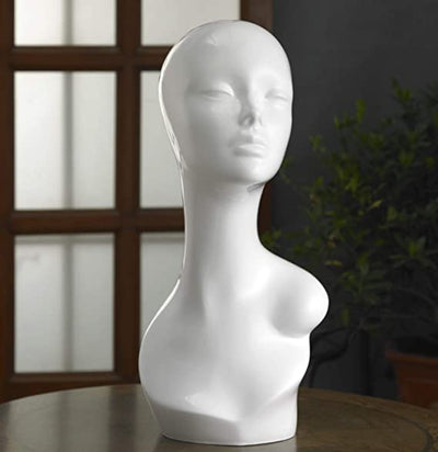 Female Mannequin Head White Gloss Finish