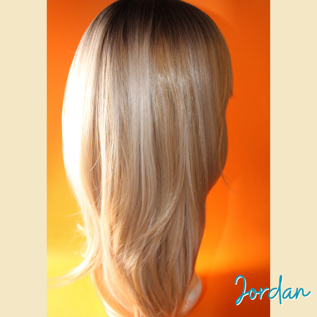 Jordan - 19" Straight Layered Synthetic Wig - Blonde with Brown Roots