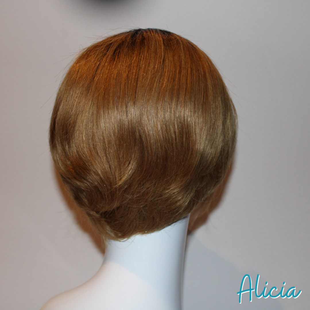 Alicia - 9", Straight, Human Hair Wig - 1B/27