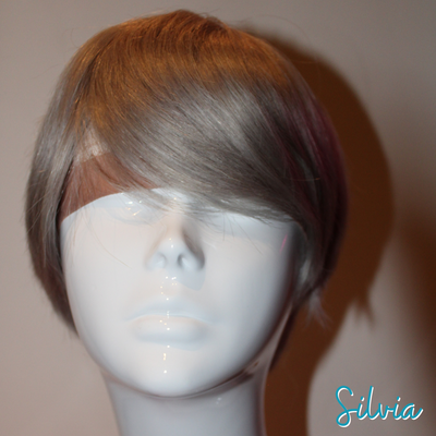 Silvia - 9", Straight, Human Hair Wig - Silver