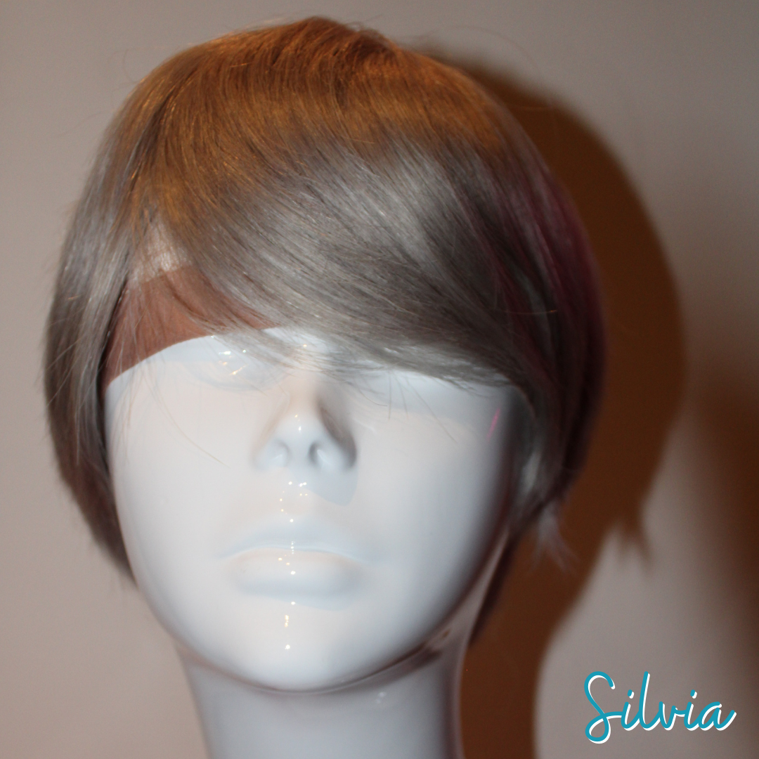 Silvia - 9", Straight, Human Hair Wig - Silver