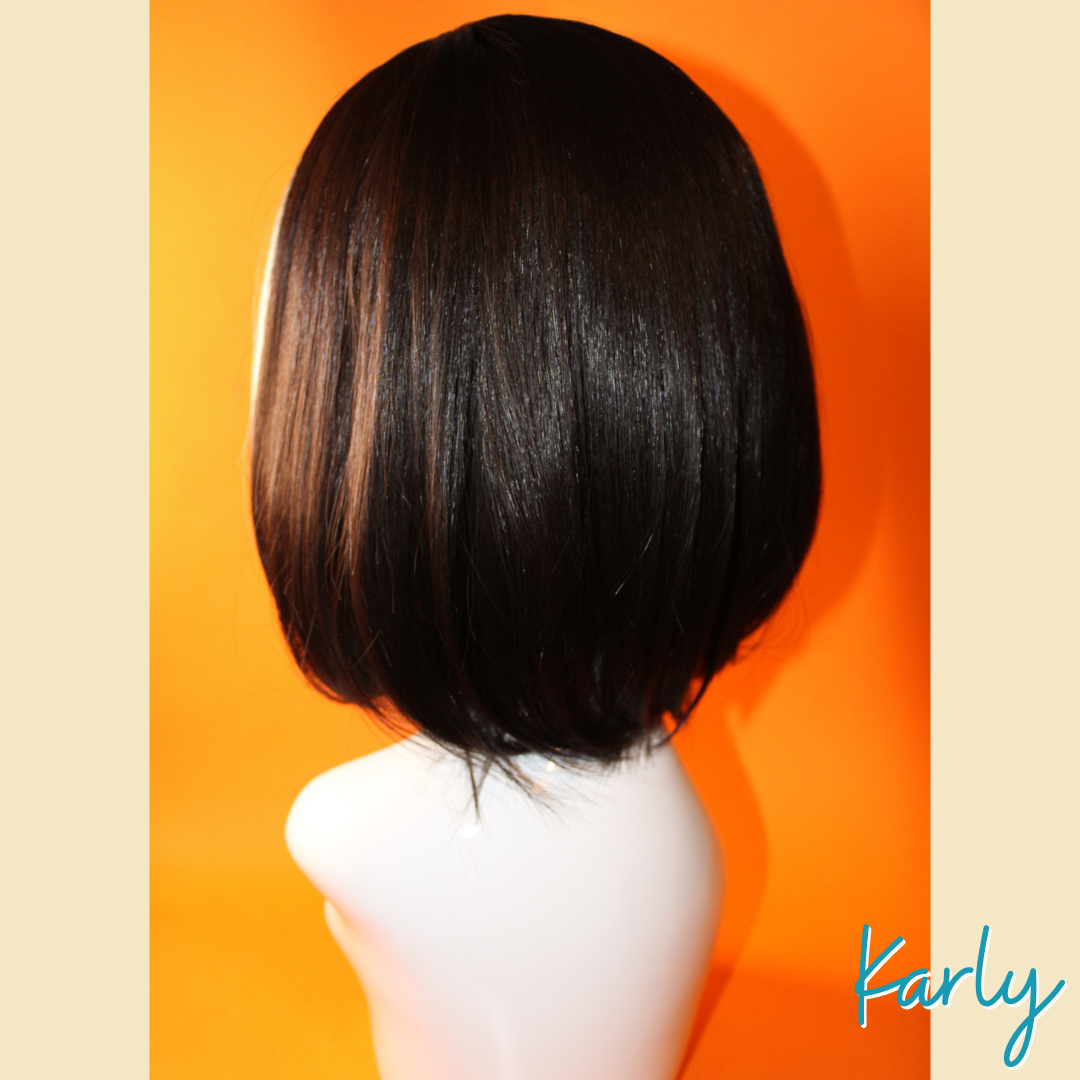 Karly - 13", Straight Synthetic Wig - Black & White