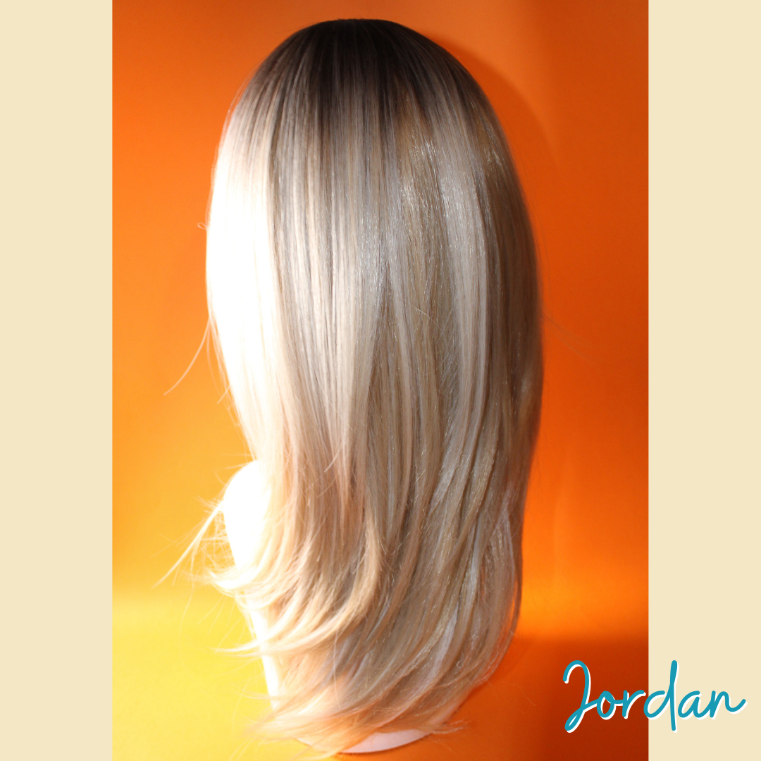 Jordan - 19" Straight Layered Synthetic Wig - Blonde with Brown Roots