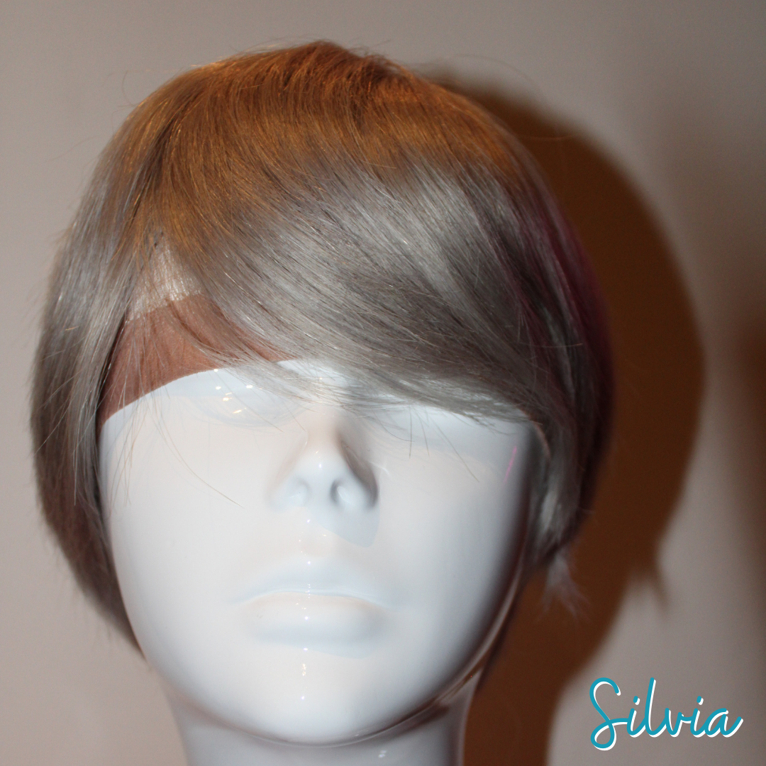 Silvia - 9", Straight, Human Hair Wig - Silver