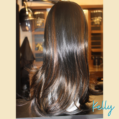 Kelly - 20", Straight, Synthetic Wig - Black with Highlights