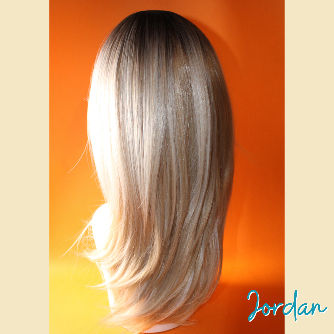 Jordan - 19" Straight Layered Synthetic Wig - Blonde with Brown Roots