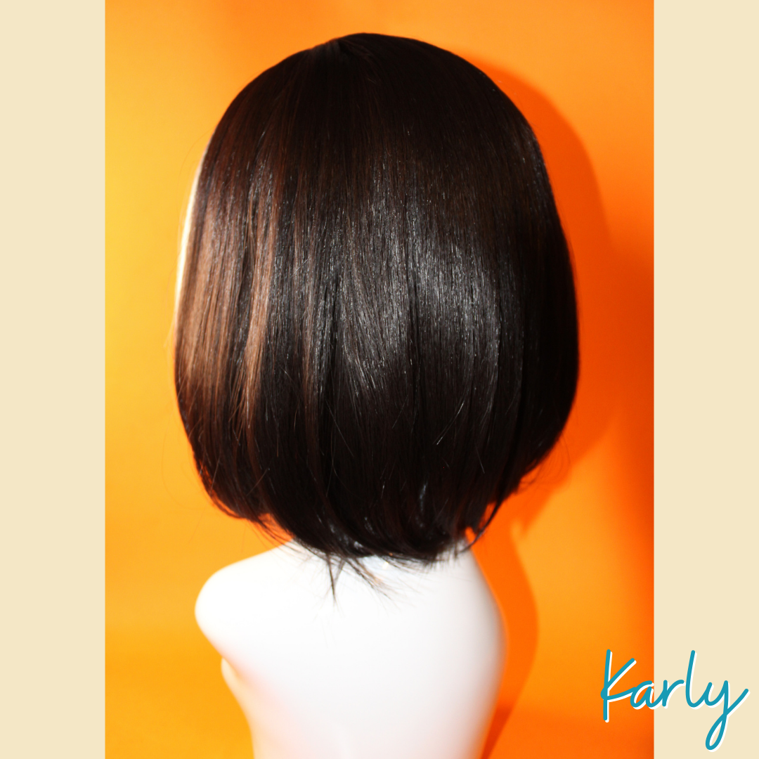 Karly - 13", Straight Synthetic Wig - Black & White