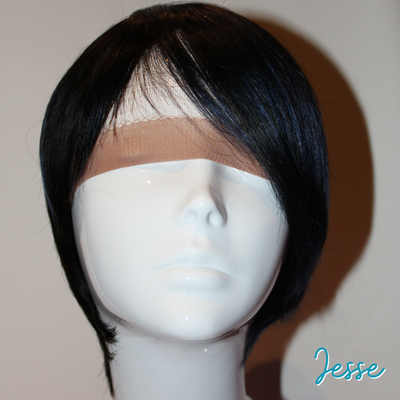 Jesse - 9", Straight, Human Hair Wig - 1B/BLUE