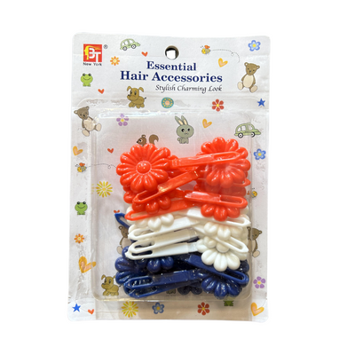 BT Barrettes - Daisy White, Red, Navy (07305) Hair Clips