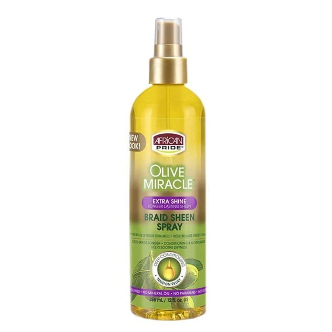African Pride Olive Miracle Braid Extra Shine Sheen Spray 355ml