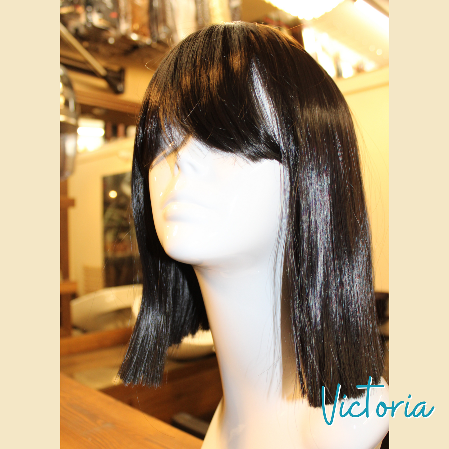 Victoria, 12", Straight, Synthetic Wig - Black