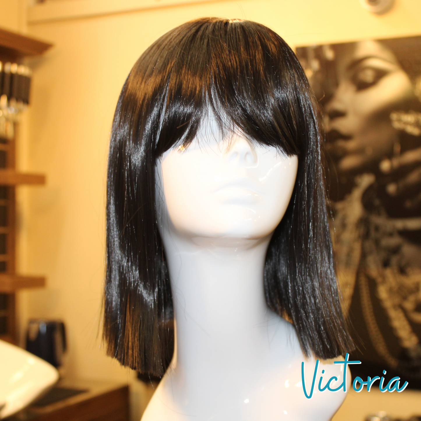 Victoria, 12", Straight, Synthetic Wig - Black