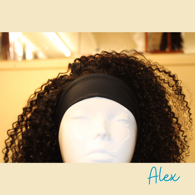 Alex - 18", Headband Wig, Kinky Curly, Remy Human Hair Wig - Natural