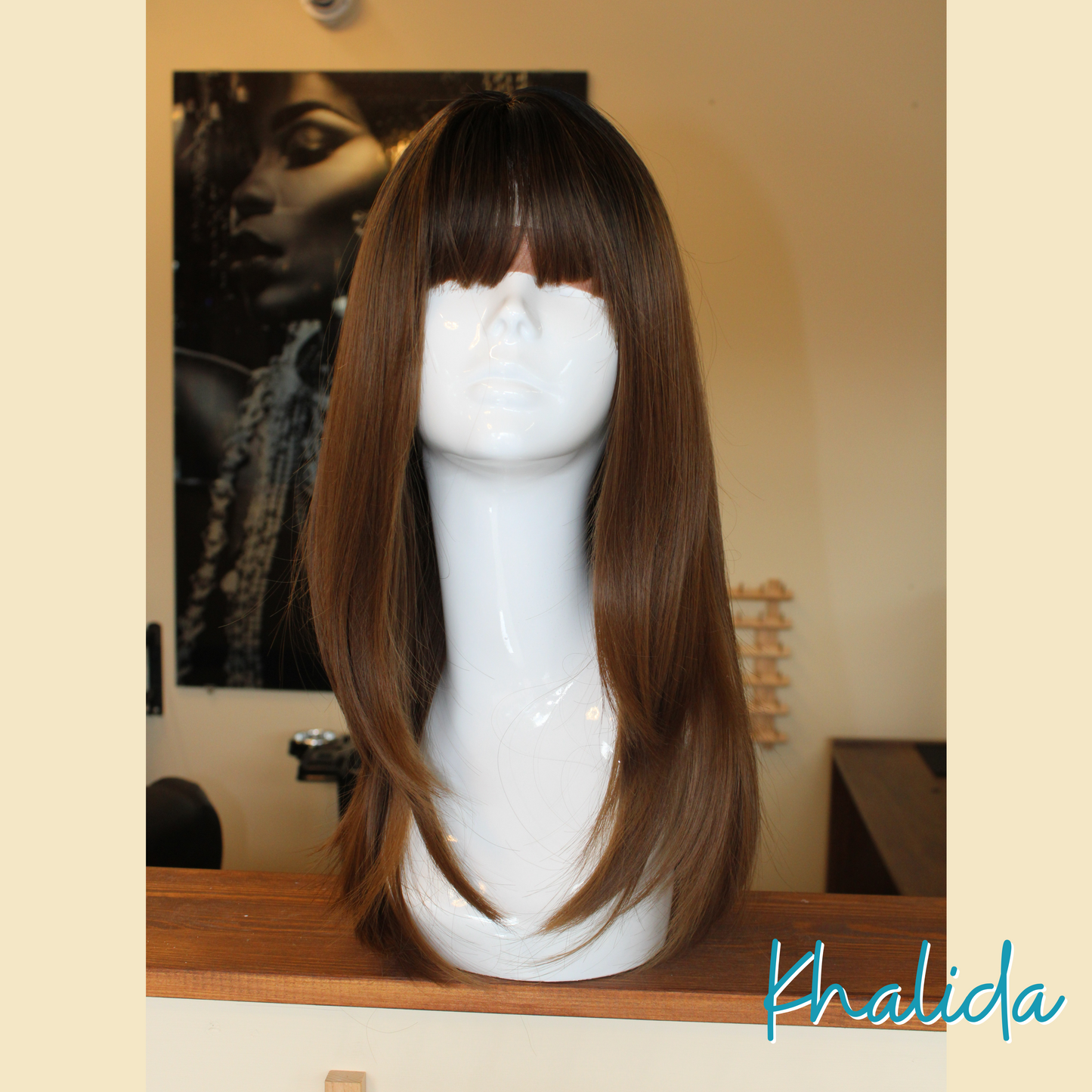 Khalida - 20", Straight, Synthetic Wig - 1B/Honey Brown Ombre