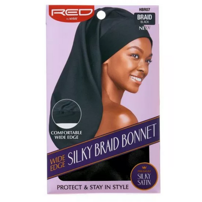 Red By Kiss: Wide Edge Silky Braid Bonnet - Black