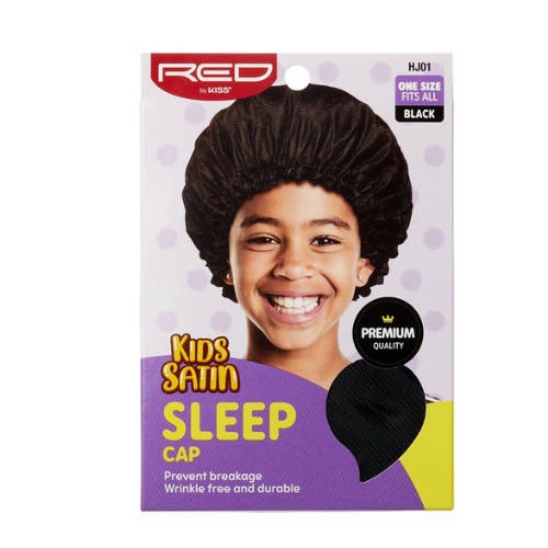 RED Kids Satin Sleep Cap Black