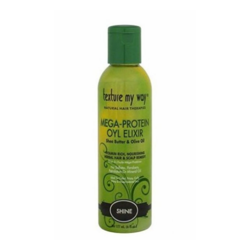 Enhance with nourishing Pro-Vitamin A, natural proteins and healthy moisturizer, MEGA-PROTEIN Oyl Elixir delivers impeccable shine and softness to parched hair and scalp. The perfect oil moisture remedy for chronically dry hair and scalp. This multi-purpose treatment deeply penetrates from the inside out, helping to strengthen hair and rduce breakage afrom excessive combing, brushing & Styling.