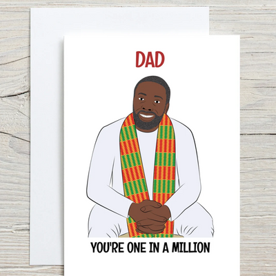 One in a Million Dad with African Kente Scarf Card