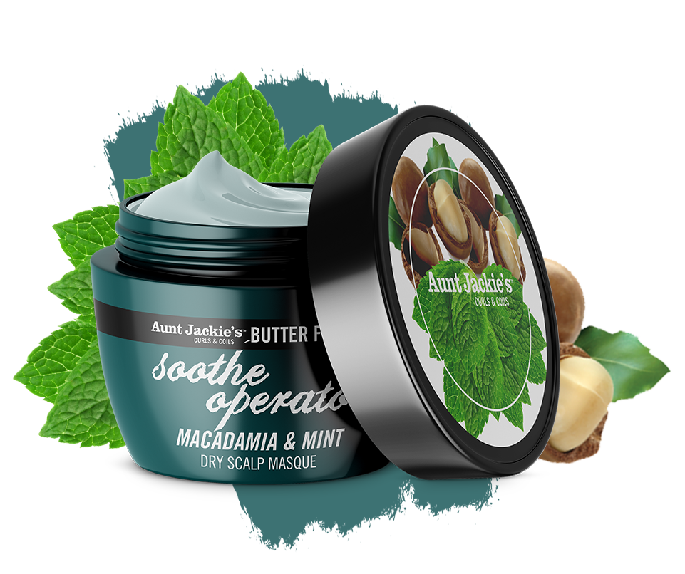 Aunt Jackie's Soothe Operator – Macadamia & Mint Dry Scalp Conditioning Masque 8oz