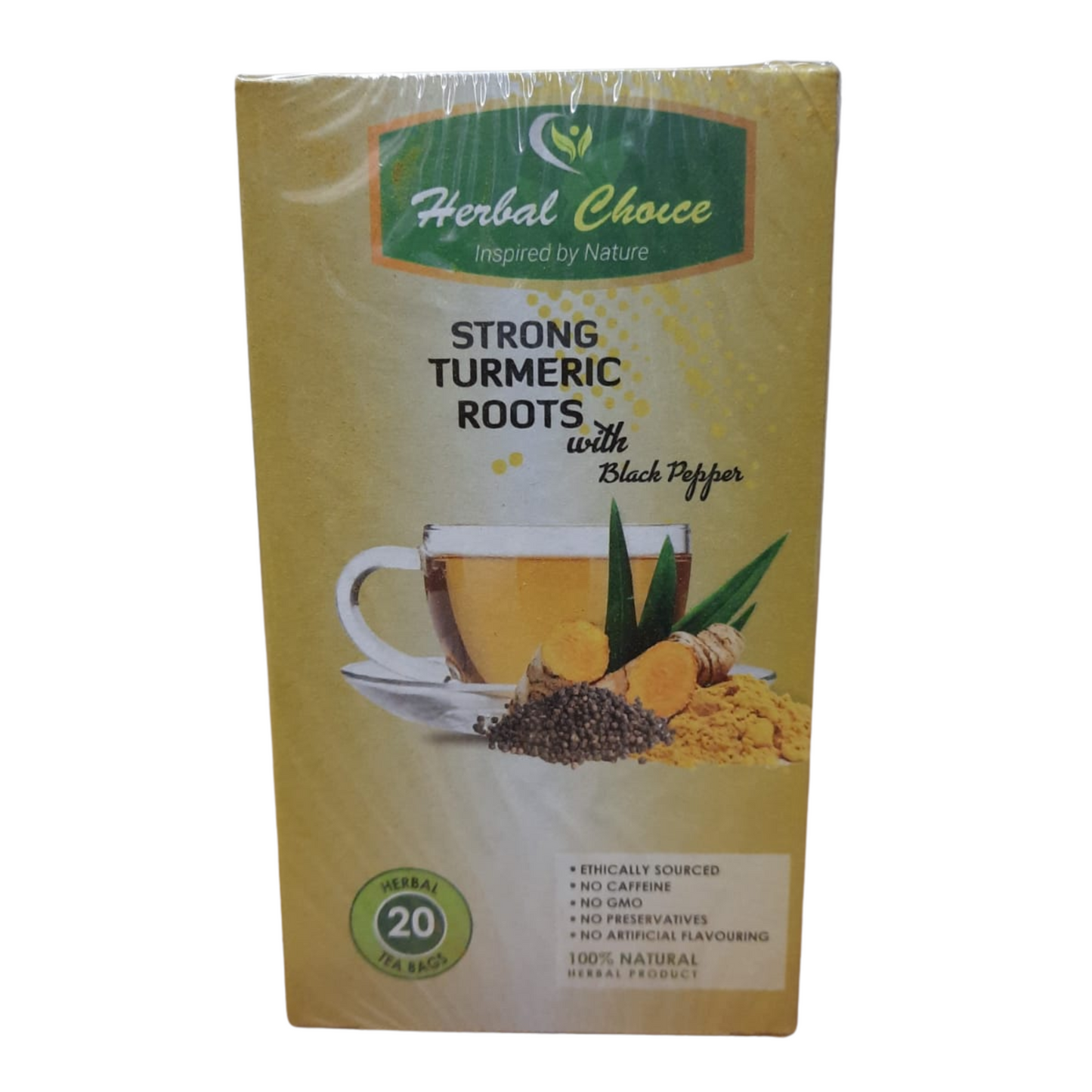 Herbal Choice Strong Turmeric Roots with Black Pepper Tea - 20 Tea Bags