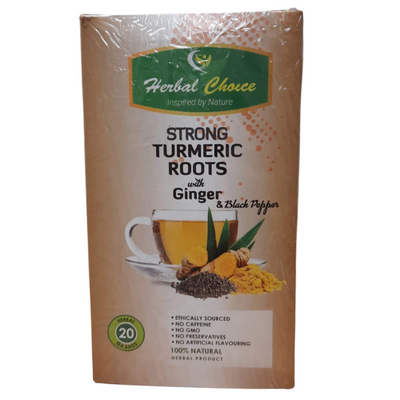 Herbal Choice Strong Turmeric Roots with Ginger & Black Pepper Tea - 20 Tea Bags