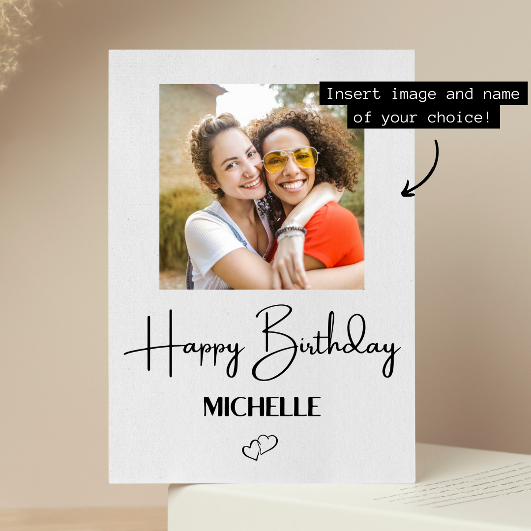 Personalised Photo & Name Happy Birthday Card